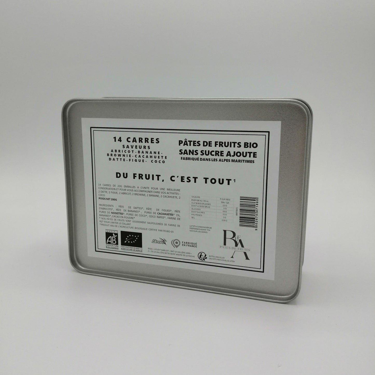 Boîte Métal Pâtes de Fruits Artisanales & Bio